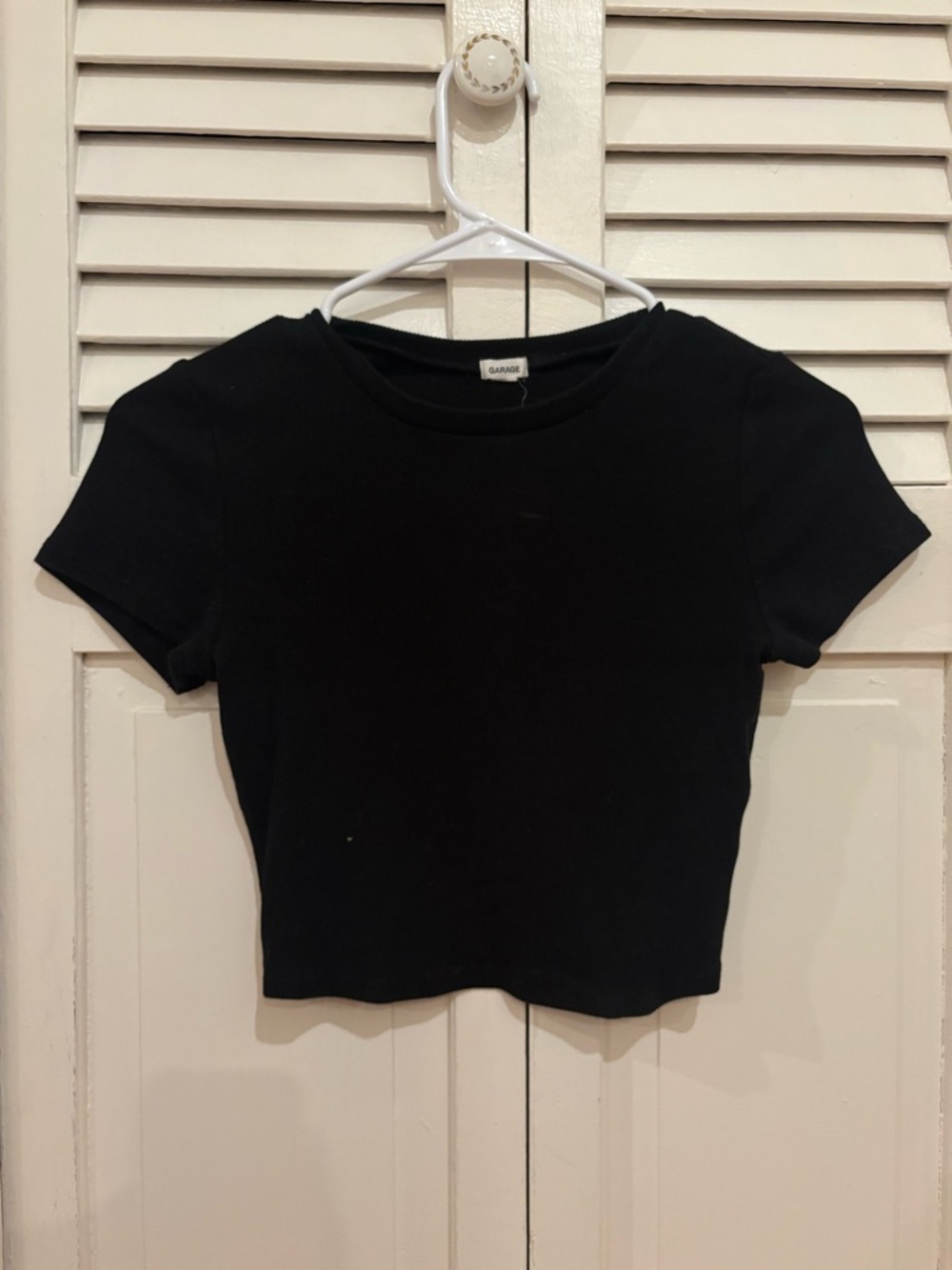 Garage Black Ribbed Cropped Tee